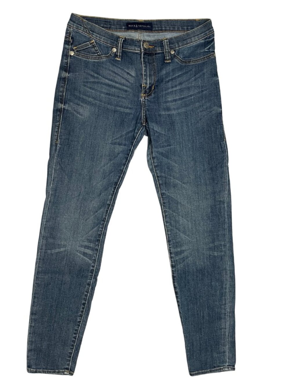Rock & Republic Women's Skinny Jeans Size 10 Mid-Rise Blue Stretch Denim